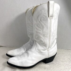 Durango Western Boots Woman 9 Leather White Cowboy Pull On